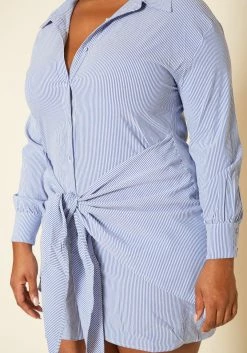 Plus Size Striped Collar Neck Mini Dress -Asoph Sales Shop 2020135 001 4