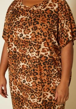 Asoph Plus Size Leapord Print Midi Lounge Dress With Headscarf -Asoph Sales Shop 2020139 001 5