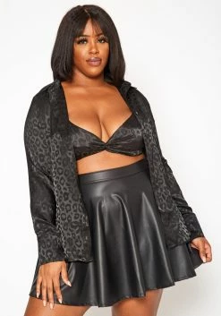 Plus Size Leopard Print Bralette & Slip Robe Set