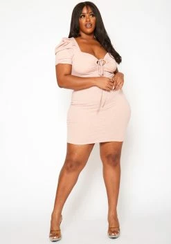 Plus Size Sweetheart Neck Bodycon Mini Dress