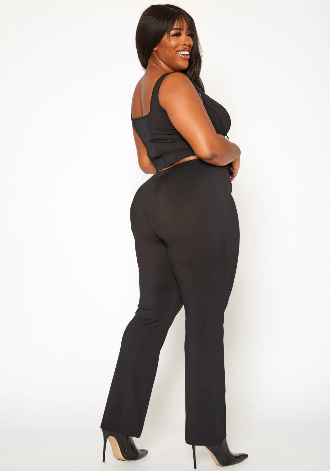 Plus Size Cross Lace Corset Top & Pants Set 4 Plus Size Cross Lace Corset Top & Pants Set - Image 4