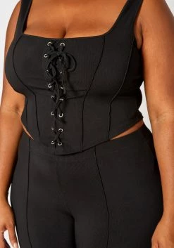 Plus Size Cross Lace Corset Top & Pants Set 9 Plus Size Cross Lace Corset Top & Pants Set -Asoph Sales Shop 2020153 001 4