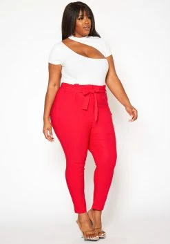 Plus Size Paperbag High Waist Skinny Pants -Asoph Sales Shop 2020161 002 2