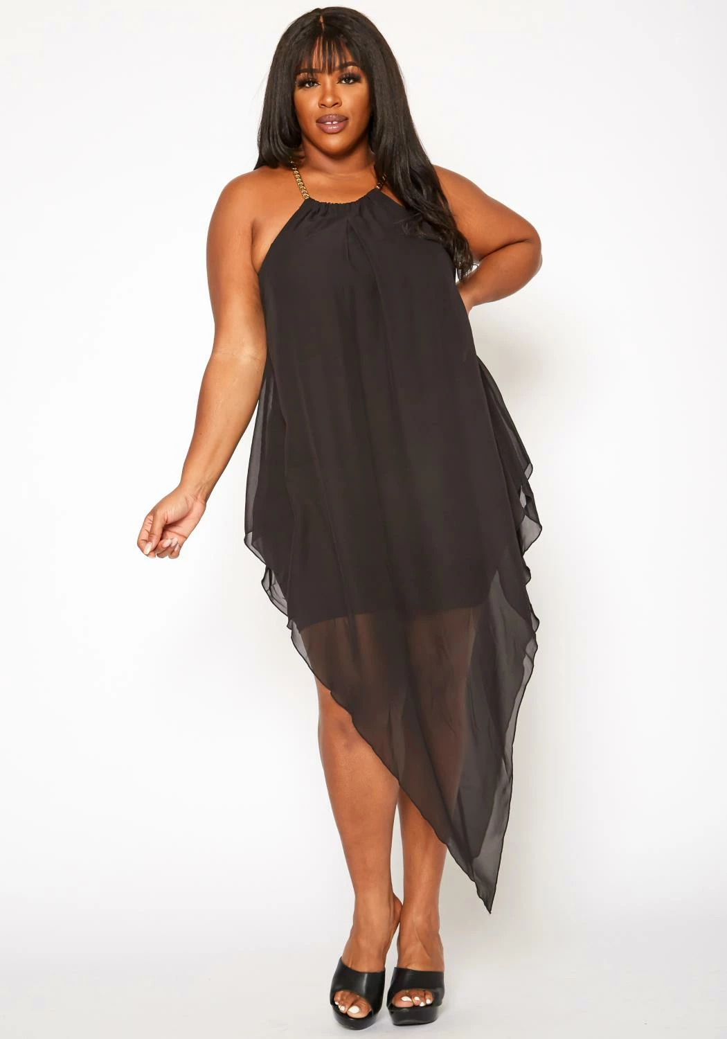 Plus Size Asymmetric Chiffon Flare Dress 1 Plus Size Asymmetric Chiffon Flare Dress