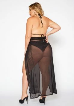 Plus Size High Waist Double Slit Hem Cover Up Skirt -Asoph Sales Shop 2020190 001 3