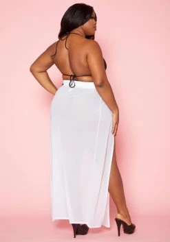 Plus Size High Waist Double Slit Hem Cover Up Skirt -Asoph Sales Shop 2020190 002 5