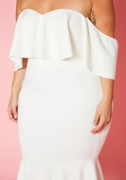 Plus Size Off Shoulder Ruffle Hem Midi Dress -Asoph Sales Shop 2020207 001 4