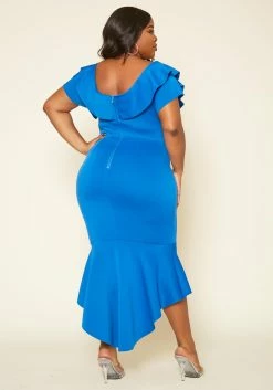 Plus Size High-Low Ruffled Bodycon Midi Dress -Asoph Sales Shop 2020208 001 4