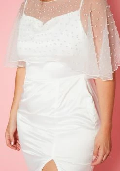 Plus Size Pearl Beaded Mesh Satin Midi Dress -Asoph Sales Shop 2020209 001 4