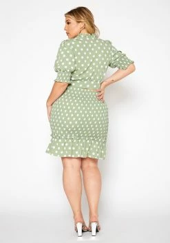 Plus Size Polka Dot Print Crop Top & Mini Skirt Set -Asoph Sales Shop 2020210 001 3