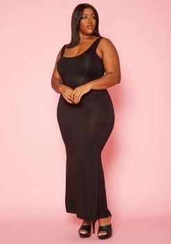 Plus Size Basic Bodycon Tank Maxi Dress