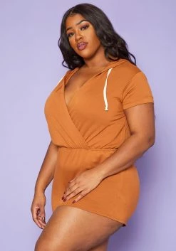 Plus Size Overlap V-Neck Lounge Romper -Asoph Sales Shop 2020281 002 3
