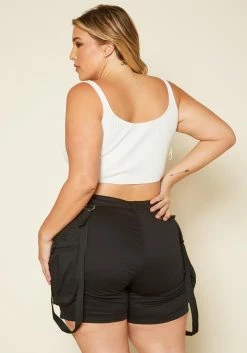 Plus Size High Rise Cargo Shorts Overalls -Asoph Sales Shop 2020285 001 4