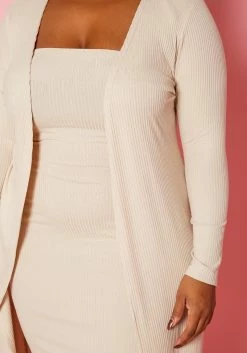 Plus Size Rib Knit Tube Midi Dress & Duster Cardigan Set -Asoph Sales Shop 2020289 004 6