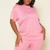 Plus Size Neon Basic Tee Shirt & Biker Shorts Set