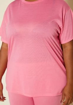 Plus Size Neon Basic Tee Shirt & Biker Shorts Set 10 Plus Size Neon Basic Tee Shirt & Biker Shorts Set -Asoph Sales Shop 2020291 002 5