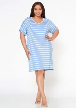 Plus Size Striped Mini Dress