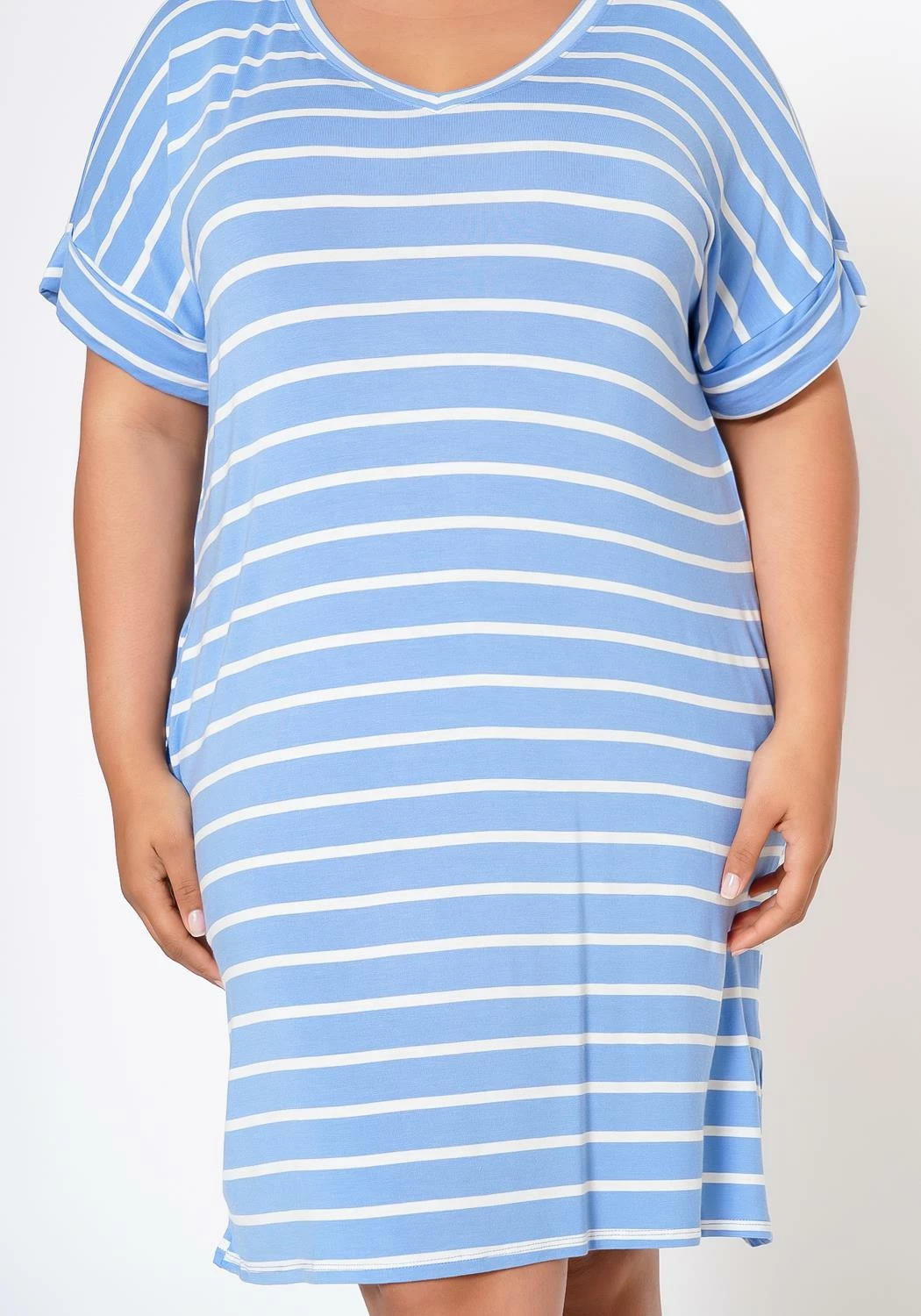 Plus Size Striped Mini Dress 5 Plus Size Striped Mini Dress - Image 5