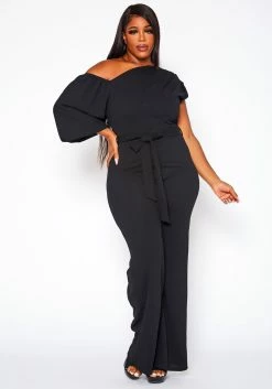 Plus Size One Sleeve Asymmetrical One Shoulder Jumpsuit 8 Plus Size One Sleeve Asymmetrical One Shoulder Jumpsuit -Asoph Sales Shop 2020329 003 2
