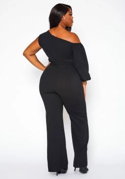Plus Size One Sleeve Asymmetrical One Shoulder Jumpsuit 10 Plus Size One Sleeve Asymmetrical One Shoulder Jumpsuit -Asoph Sales Shop 2020329 003 4
