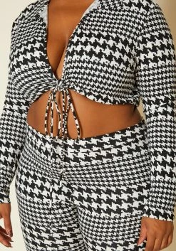Plus Size Houndstooth Crop Top & Pants Set -Asoph Sales Shop 2020339 001 5