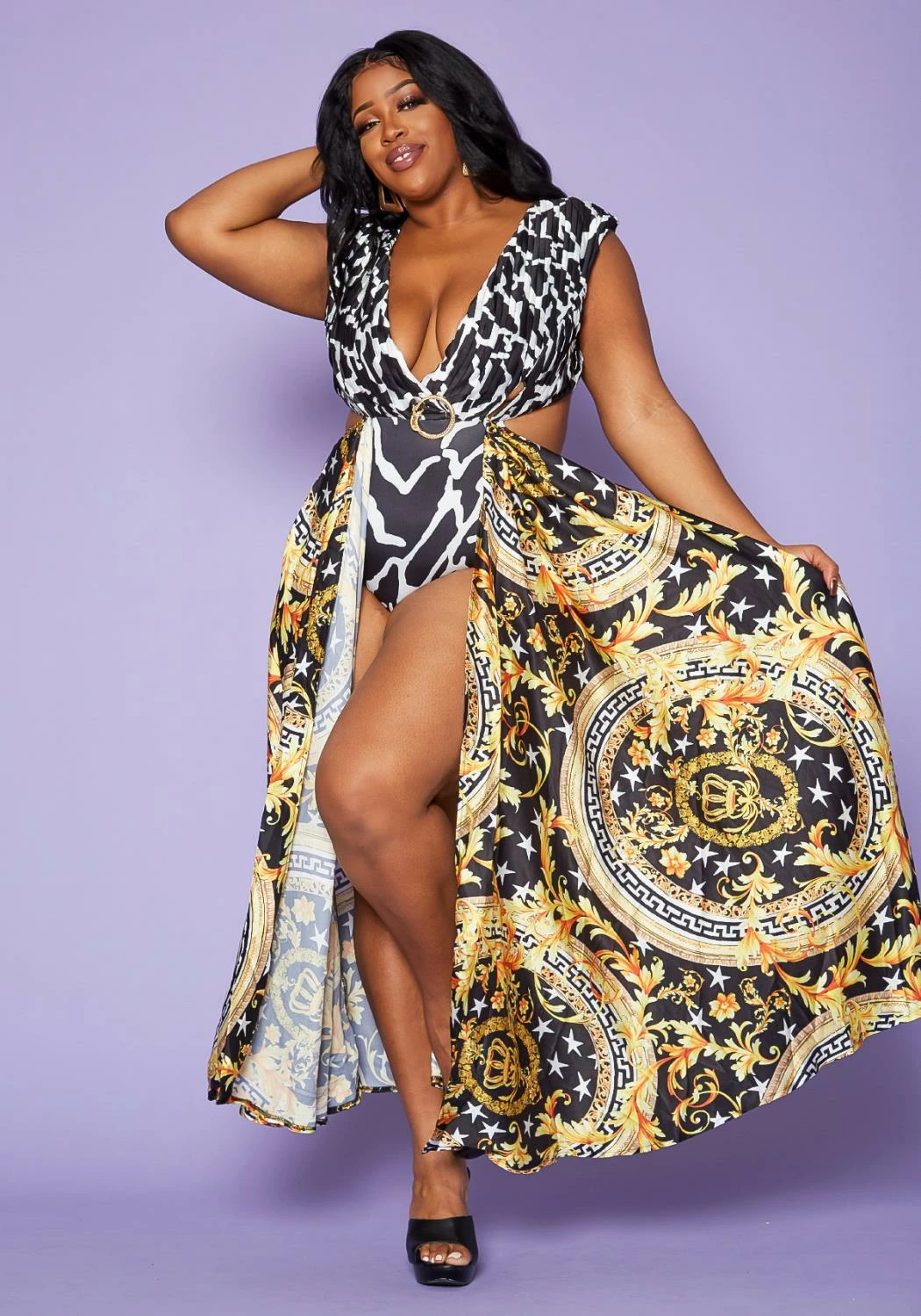 Plus Size Greca Artwork Abstract Swimsuit 1 Plus Size Greca Artwork Abstract Swimsuit