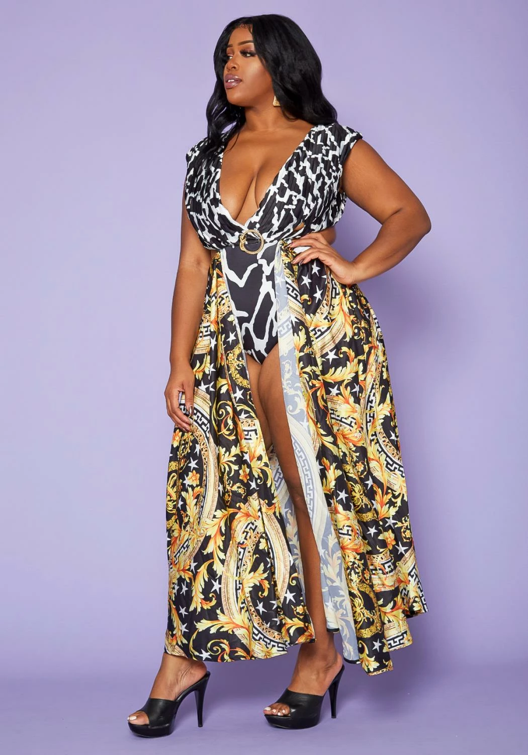 Plus Size Greca Artwork Abstract Swimsuit 5 Plus Size Greca Artwork Abstract Swimsuit - Image 5