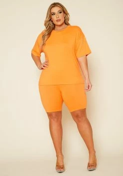 Plus Size T-Shirt & Biker Shorts Set