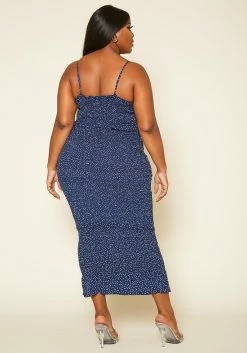 Plus Size Shirred Polka Dot Maxi Dress -Asoph Sales Shop 2020404 001 5