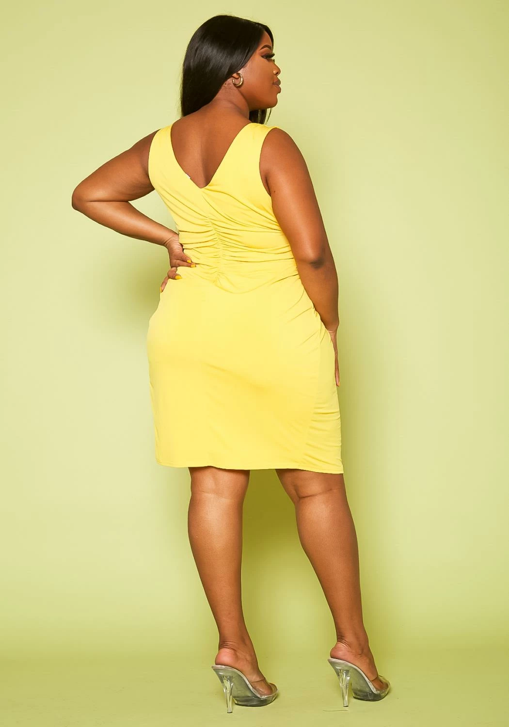 Plus Size Surplice Mini Dress 4 Plus Size Surplice Mini Dress - Image 4