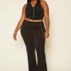 Plus Size Ruched Halter Top & Pants Set