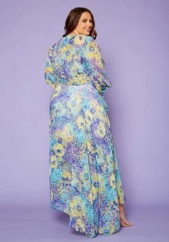 Plus Size Abstract Dots Print Chiffon Maxi Dress -Asoph Sales Shop 2020428 001 4