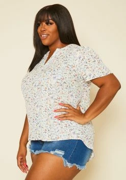 Plus Size Floral Print High Low Top -Asoph Sales Shop 2020442 001 3