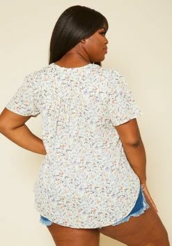 Plus Size Floral Print High Low Top -Asoph Sales Shop 2020442 001 4