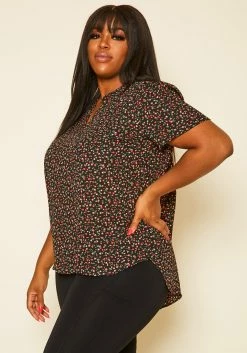 Plus Size Floral Print High Low Top -Asoph Sales Shop 2020442 002 3