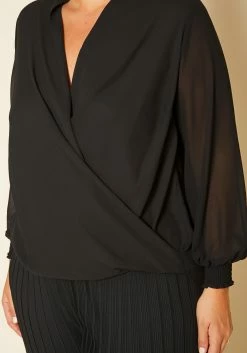 Pleione Plus Size Surplice Sheer Top -Asoph Sales Shop 2020444 001 5