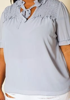 Pleione Plus Size Shirred Ruffle Top -Asoph Sales Shop 2020446 002 5