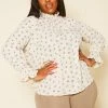 Pleione Plus Size Floral Print Mock Neck Top