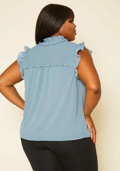 Pleione Plus Size Shirred Ruffle Sleeve Tank Top -Asoph Sales Shop 2020451 002 4