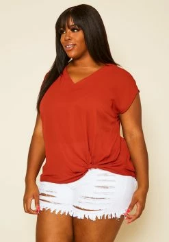 Pleione Plus Size Side Twist Basic Top 7 Pleione Plus Size Side Twist Basic Top -Asoph Sales Shop 2020453 001 3