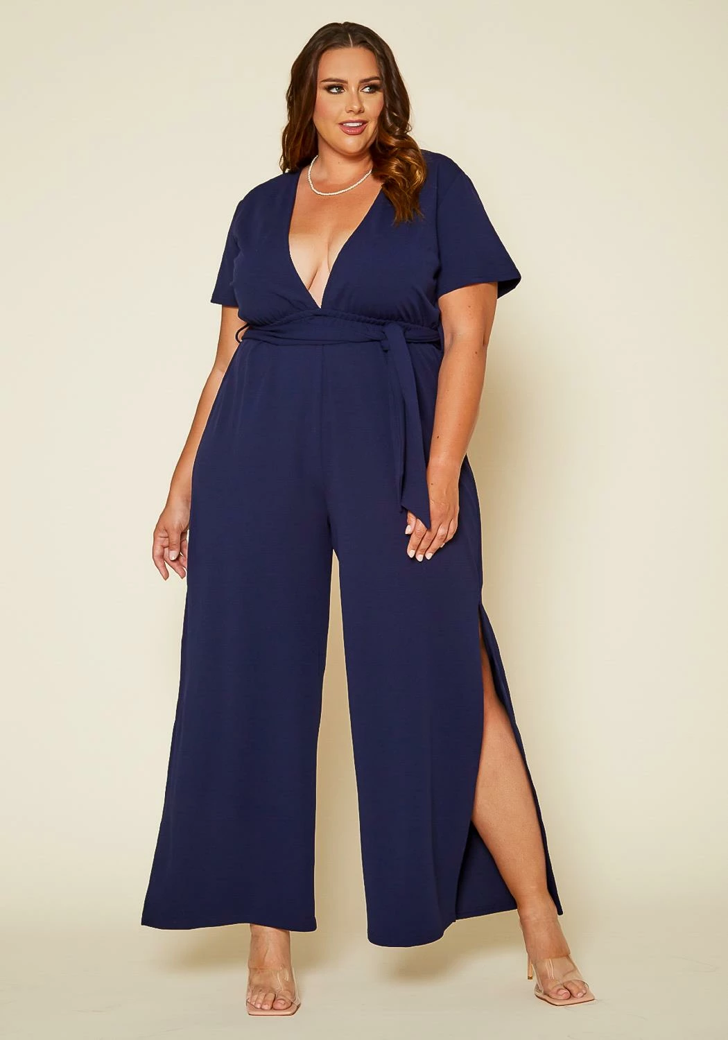Plus Size Side Slit Jumpsuit 1 Plus Size Side Slit Jumpsuit