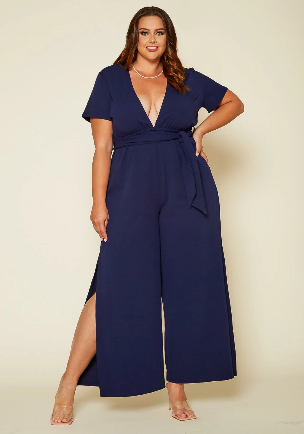 Plus Size Side Slit Jumpsuit 2 Plus Size Side Slit Jumpsuit - Image 2