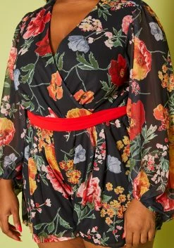 Plus Size Long Sleeve Floral Romper -Asoph Sales Shop 2020473 001 5
