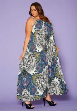 Asoph Plus Size Paisley Print Maxi Flare Dress -Asoph Sales Shop 2020478 002 3