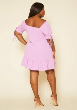Plus Size Off Shoulder Ruffle Mini Dress -Asoph Sales Shop 2020490 001 3