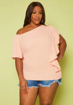 Plus Size Plaid Asymmetric Top