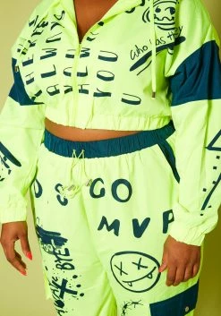 Plus Size Color Block Graphic Cropped Hoodie & Pants Set -Asoph Sales Shop 2020500 001 5