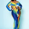 Plus Size Multicolor Wide Leg Jumpsuit