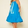 Plus Size Graphic Halter Top Tiered Dress