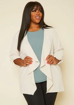 Plus Size Drape Front Open Cardigan